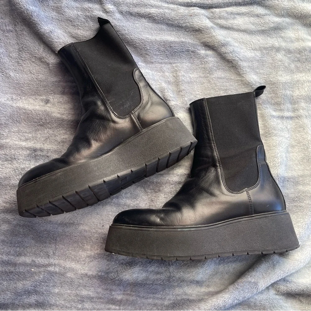 Zara black lug Chelsea booties